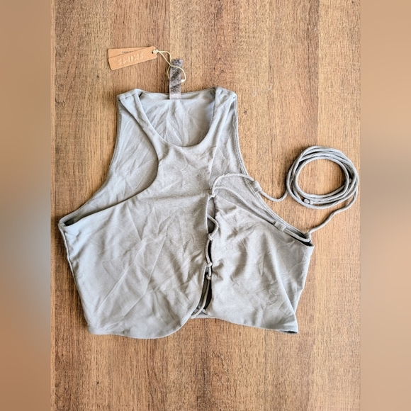 NWT SKIMS light grey criss cross tie crop top - Picture 1 of 3